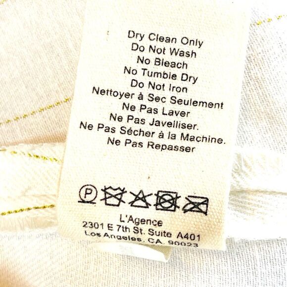 L'Agence Pilar Wide Leg trouser linen Pant cream metallic gold pin stripe 2. NWT - Picture 10 of 13